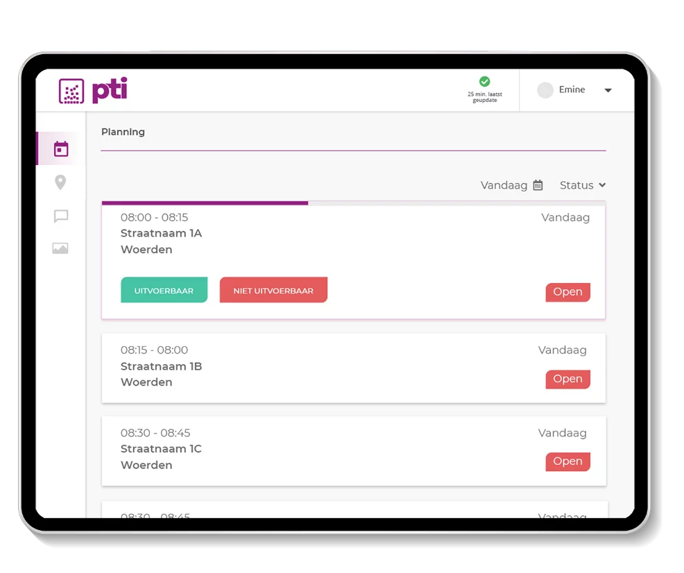 tablet met planning PTI